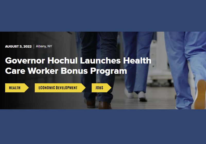 Governor Hochul Launches Health Care Worker Bonus Program
